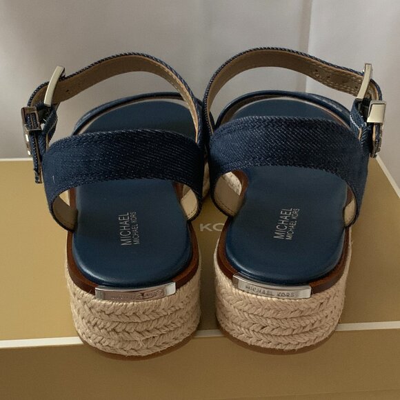 MICHAEL KORS Richie Denim Espadrille Strappy Sandals in Medium Blue Wash Sz 7.5M - Picture 5 of 6